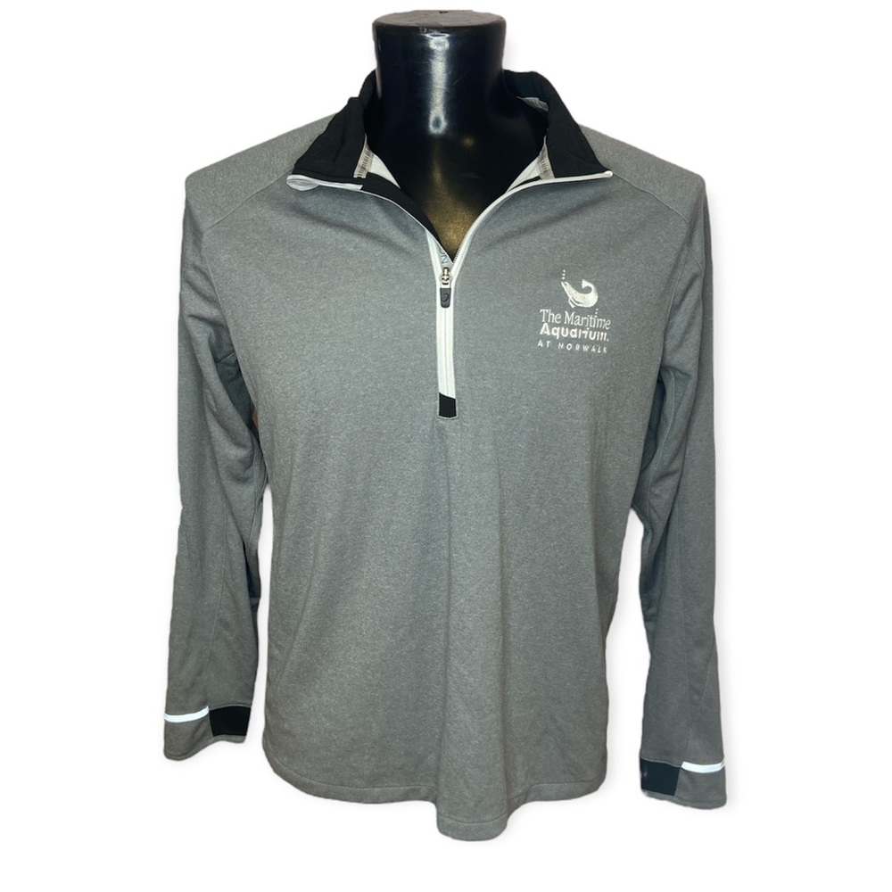 Men’s Zero Restriction The Maritime Aquarium Grey Long Sleeve Zip Up Top